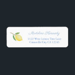 Minimalistische Lemons Blue Text Rücksendeadresse<br><div class="desc">Rücksendeaufkleber mit einem einfachen Single Aquarelllemon mit Blätter. Elemente,  die ich in Aquarellen handgemalt habe,  bevor sie in digitale Form gescannt werden.</div>