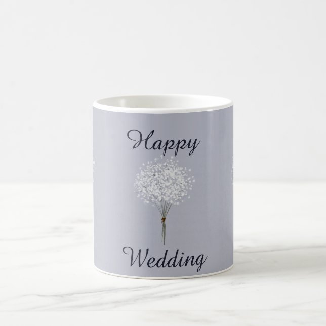 Minimalistische Liebe Happy Wedding Blume Bouquet Kaffeetasse (Mittel)