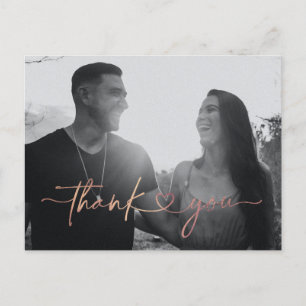 Minimalistische Liebe Herz Hochzeit Foto Danke Kar Postkarte