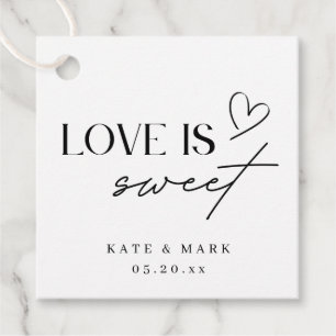 Minimalistische 'Liebe ist süß' Hochzeitsgunst Geschenkanhänger