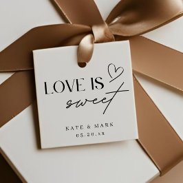 Minimalistische 'Liebe ist süß' Hochzeitsgunst Geschenkanhänger