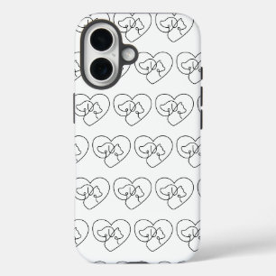 Minimalistische Liebe Line Art Herz Muster Handy F iPhone 16 Hülle