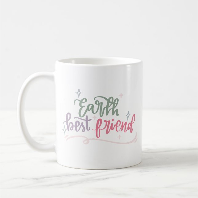 Minimalistische Liebe Planet Earth Best Friend Sof Kaffeetasse (Links)