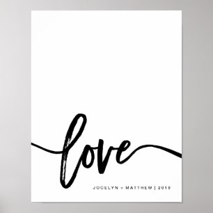 Minimalistische Liebe Schwarz/Weiß   Typografie Poster
