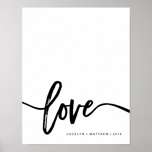 Minimalistische Liebe Schwarz/Weiß | Typografie Poster (Vorne)
