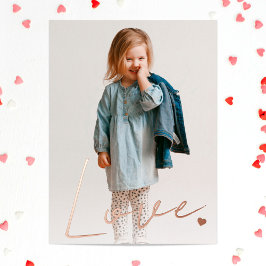 Minimalistische Liebe Typografie Rose Gold Folien Feiertagspostkarte