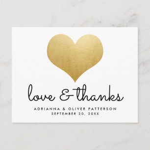 Minimalistische Liebe und Dank Imitats Gold Foil H Postkarte