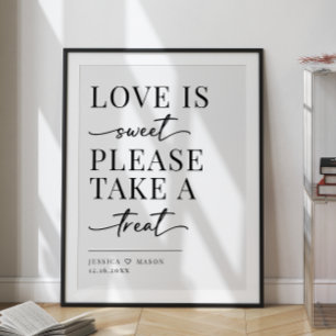 Minimalistische Liebes ist süße Behandlung Hochzei Poster