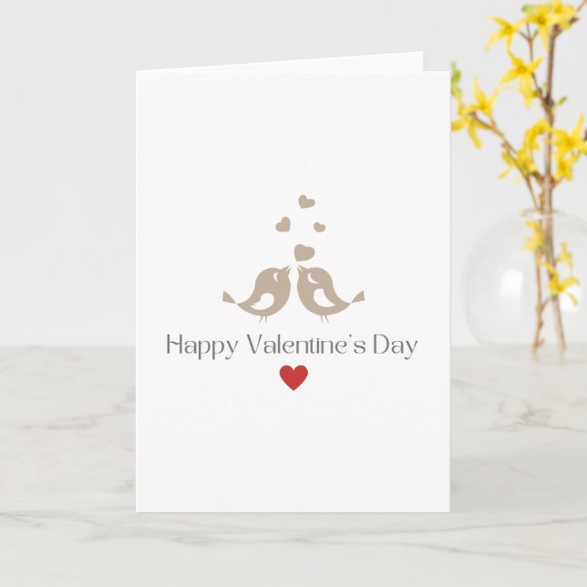 Minimalistische Liebesvögel Valentinstag Süße Lieb Karte (Gelbe Blume)