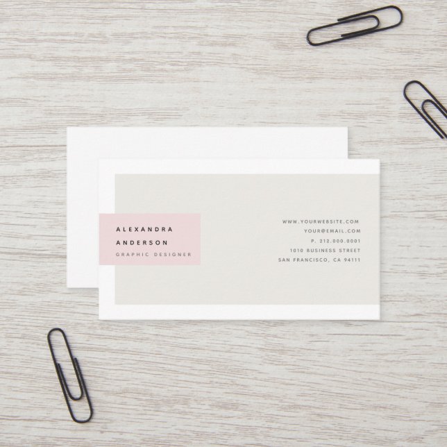 Minimalistische Light Pink Greige Business Card Visitenkarte (Vorderseite/Rückseite Beispiel)