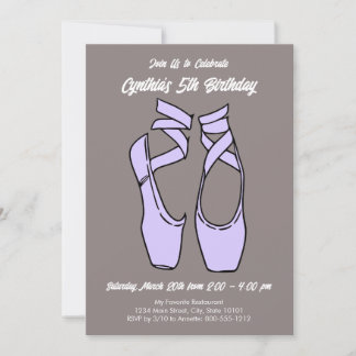 Minimalistische Lila BallettGeburtstagsparty Einladung