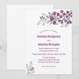 Minimalistische Lila Berry Leaf Einladung zur Hoch