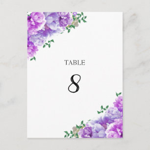 Minimalistische lila Blumen Tisch Sitznummer Karte