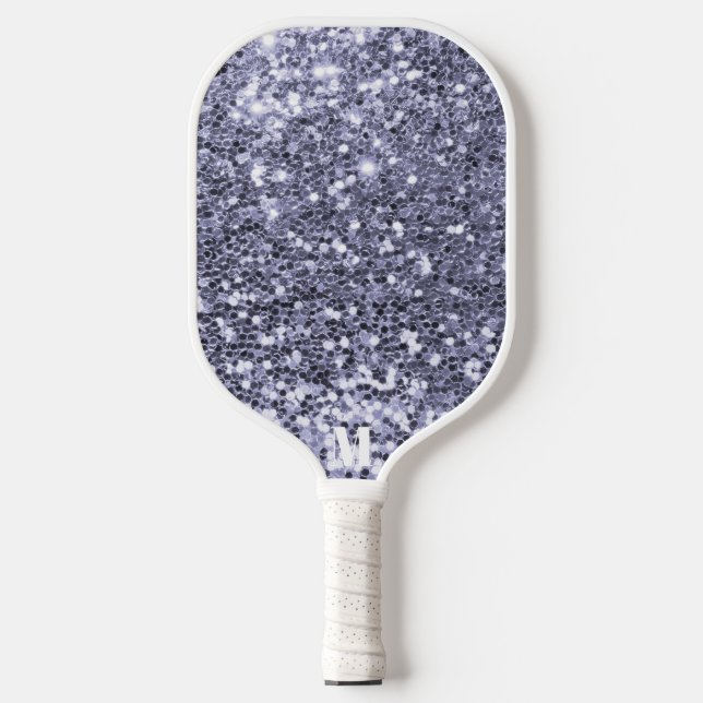 Minimalistische Lila Diamant Moderne Monogramm Pickleball Schläger (Vorderseite)
