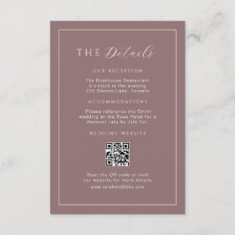 Minimalistische Lila Hochzeitdetails QR-Code einfü Begleitkarte