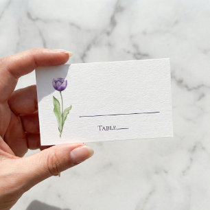 Minimalistische Lila Hochzeitsempfehlung Platzkarte