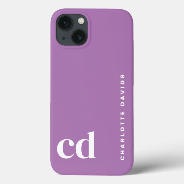 Minimalistische Lila Monogramm Case-Mate iPhone Hülle (Rückseite)