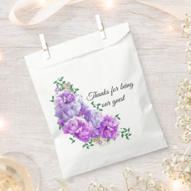Minimalistische Lila Peony Floral Gevor Tasche Geschenktütchen (Ausgeschnitten)