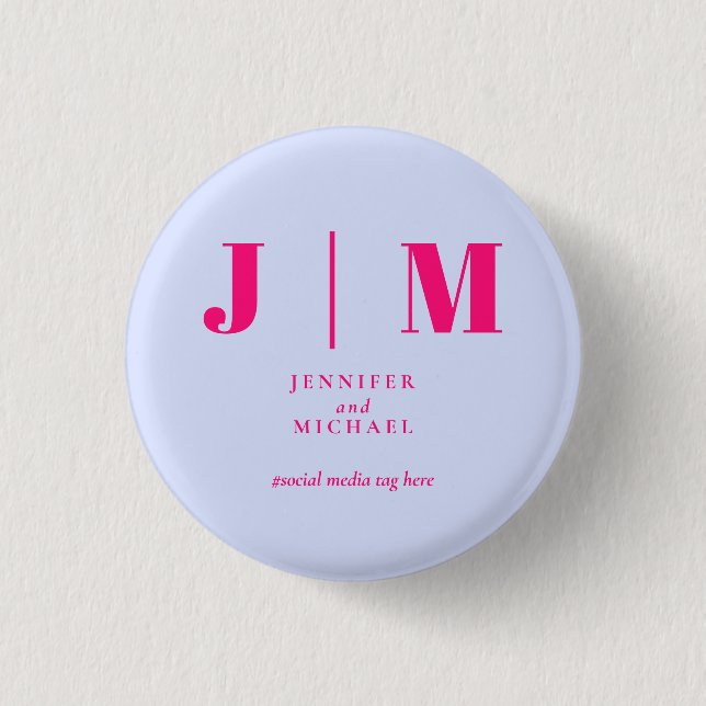 Minimalistische lila rosa einfache Trend-Hochzeit Button (Vorderseite)