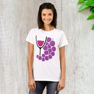 Minimalistische lila Trauben und Weinglas T-Shirt