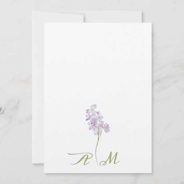Minimalistische Lilac Floral Wedding Einladung (Rückseite)