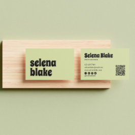 Minimalistische Limone Farbe | Moderner QR-Code Visitenkarte