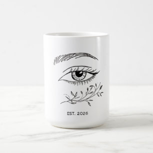 Minimalistische Line-Art-Auge & Botanisches-Blatt- Kaffeetasse