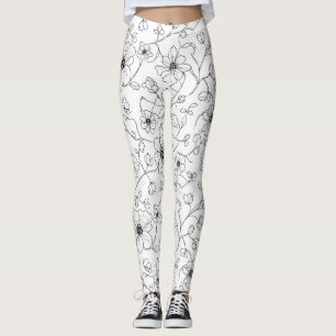 Minimalistische Line-Art-Blumen-Nahtlos-Muster (1) Leggings