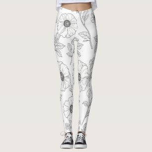 Minimalistische Line-Art-Blumen-Nahtlos-Muster (8) Leggings