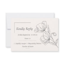Minimalistische Line-Art-Floral-Hochzeits-RSVP-Ant