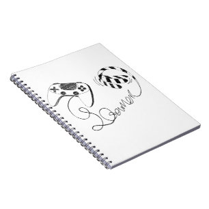 Minimalistische Line-Art-Gamercat - Controller-Kab Notizblock