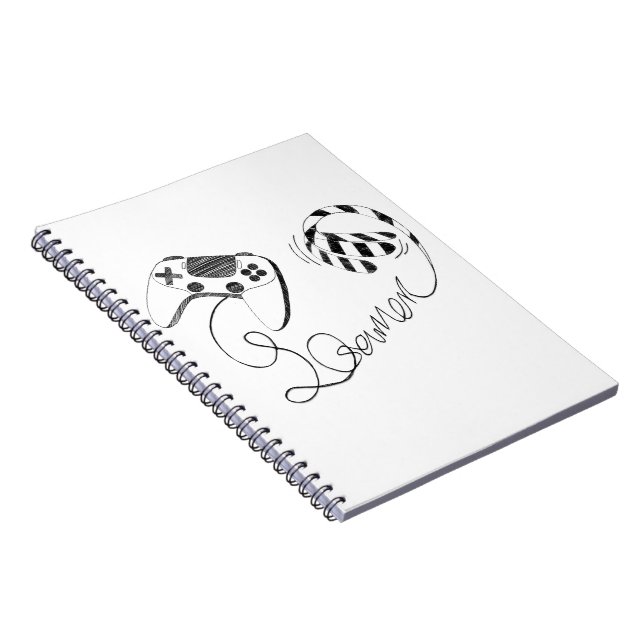 Minimalistische Line-Art-Gamercat - Controller-Kab Notizblock (Rechte Seite)