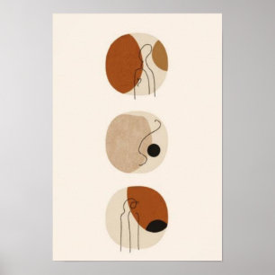 Minimalistische Line-Art-Gesichter   Abstrakte Boh Poster