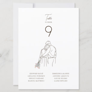 Minimalistische Linie Art Couple Walking Tischnumm