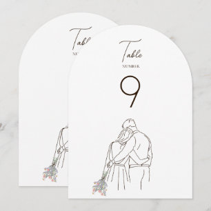Minimalistische Linie Art Couple Walking Tischnumm Einladung
