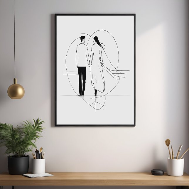 Minimalistische Linie Kunst Romantische Coupé Hold Poster (Von Creator hochgeladen)