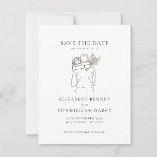 Minimalistische Linie Kunst Romantisches Paar mit  Save The Date