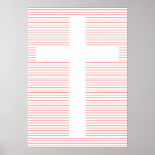 Minimalistische Linie Rot und Weiß Christliche Kre Poster