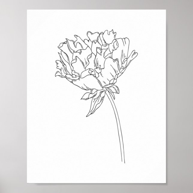 Minimalistische Linie zeichnend Plakat der Blume v (Vorne)