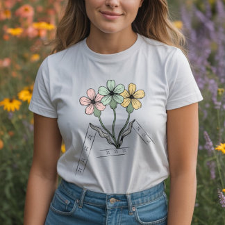 Minimalistische Linien mit farbenfrohen Blumen bot Tri-Blend Shirt