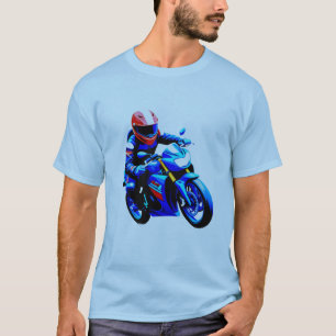 🏍️ Minimalistische Linien Motorradfahrer Saubere T-Shirt