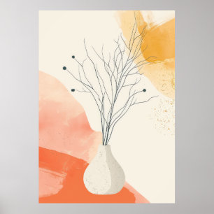 minimalistische Linienkunst, Botanische Boho-Graue Poster