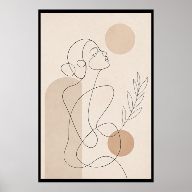 Minimalistische Linienkunst Frau Poster (Vorne)