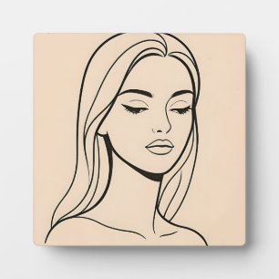 Minimalistische Linienkunst Frauenporträt Elegante Fotoplatte