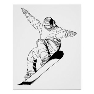 Minimalistische Linienkunst-Illustration eines Sno Poster