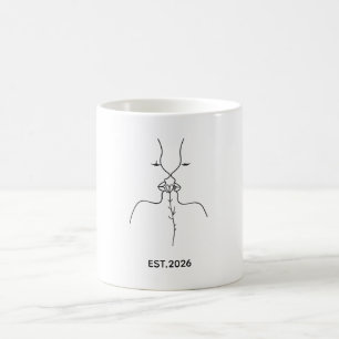 Minimalistische Linienkunst Küssende Gesichter & B Kaffeetasse