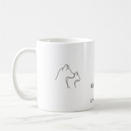 Minimalistische Linienkunst-Tasse mit Hund und Kat Kaffeetasse