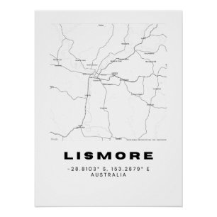 Minimalistische Lismore-Karte mit Koordinaten Poster