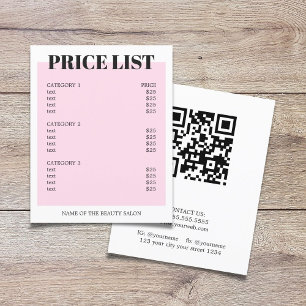 Minimalistische Liste der Preise für den Salon mit Flyer
