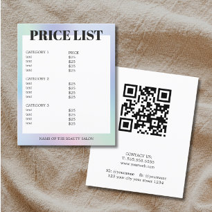 Minimalistische Liste der Preise für Weißpastel QR Flyer